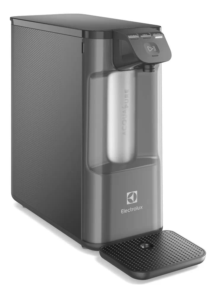 Purificador de Agua Gelada Fria Natural Eletronico Electrolux PE12G Filtro Carvao Painel Touch Cinza